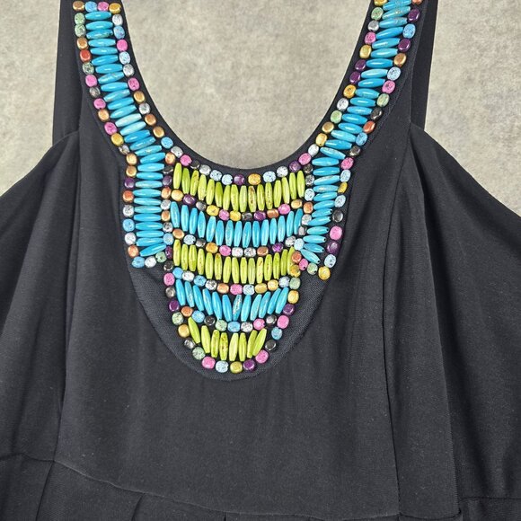 Cato Woman Plus Size Maxi Dress Black Beaded Scoop Neck Flowy Sleeveless 22/24W - Picture 2 of 7